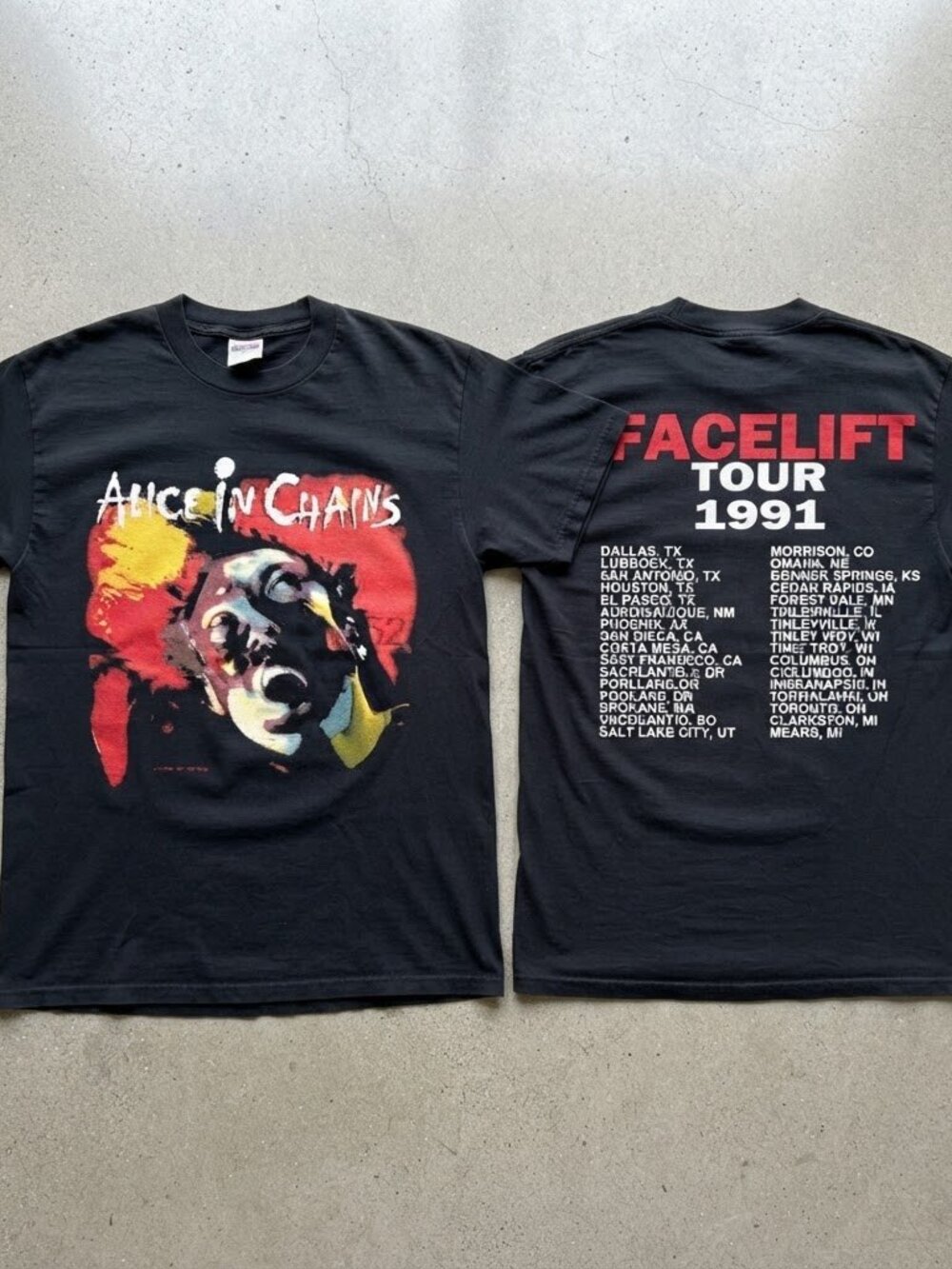 Alice In Chains Facelift Tour 1991 Black T-Shirt Unisex S-4XL